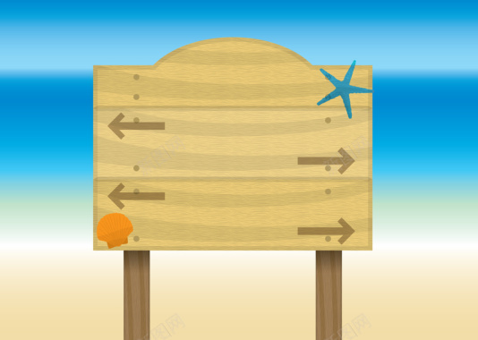 夏季沙滩标牌背景矢量图背景