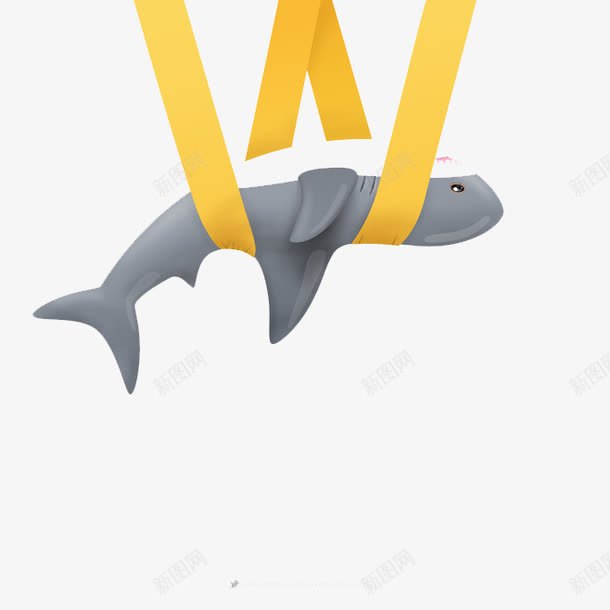 保护动物元素png免抠素材_88icon https://88icon.com 丝带 动物元素 鲨鱼 黄色