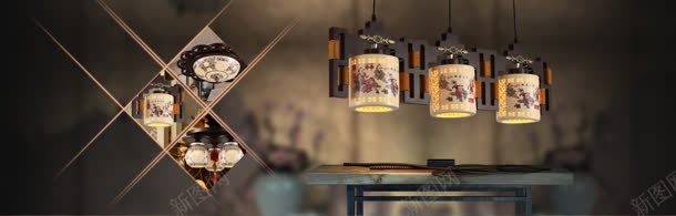中国风淘宝陶瓷灯具促销海报背景
