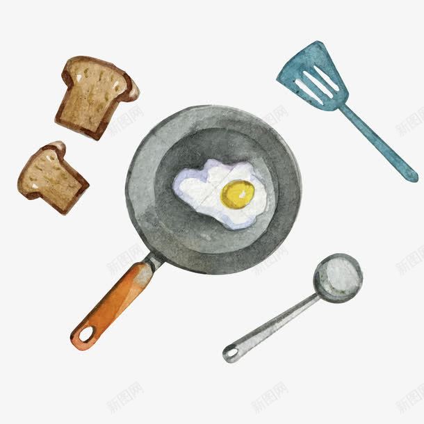 煎鸡蛋png免抠素材_88icon https://88icon.com 勺子 彩绘 锅铲 面包