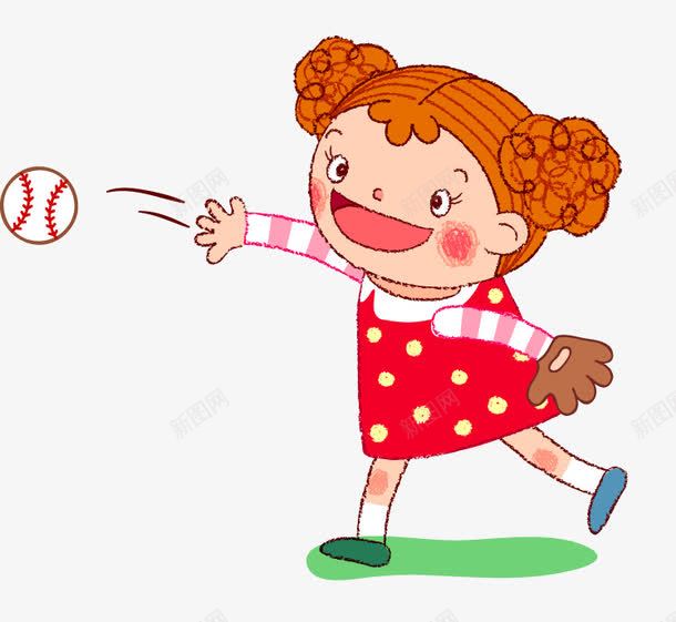 扔棒球的小女孩png免抠素材_88icon https://88icon.com 卡通 小女孩 扔棒球