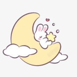睡觉卡通月亮兔子高清图片