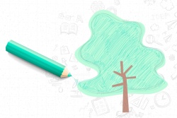 松树框矢量手绘儿童幼儿教育树木信息框背景高清图片