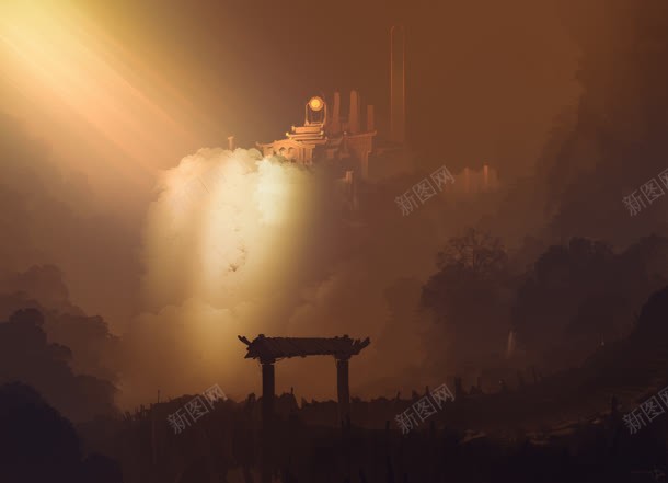 手绘梦幻日光乡村jpg设计背景_88icon https://88icon.com 乡村 日光 梦幻