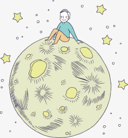 童话王国月球上的男孩矢量图素材