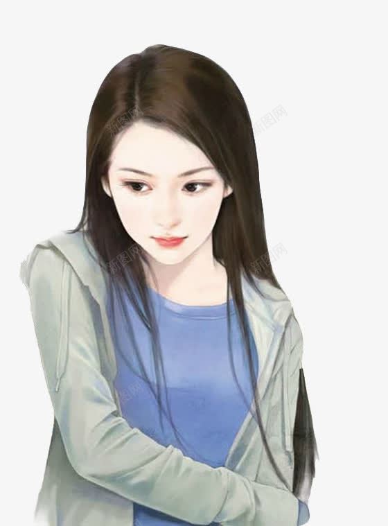 休闲装png免抠素材_88icon https://88icon.com 人物 女 手绘 插画 长发