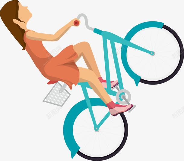 卡通骑单车的女孩png免抠素材_88icon https://88icon.com 单车 卡通人 卡通骑车的人 扁平化 矢量骑车的人 自行车 骑自行车 骑车 骑车人