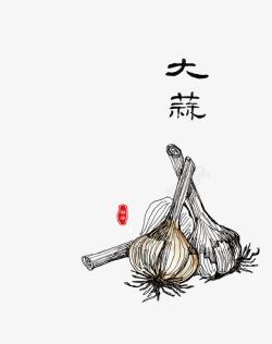 卡通手绘中国风食材大蒜素材