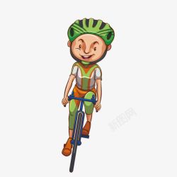 卡通男孩骑自行车插画素材