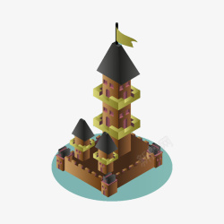 迷你城堡3D建模矢量图素材