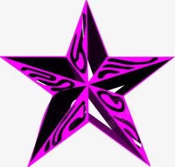 手绘黑紫色立体花纹星星素材