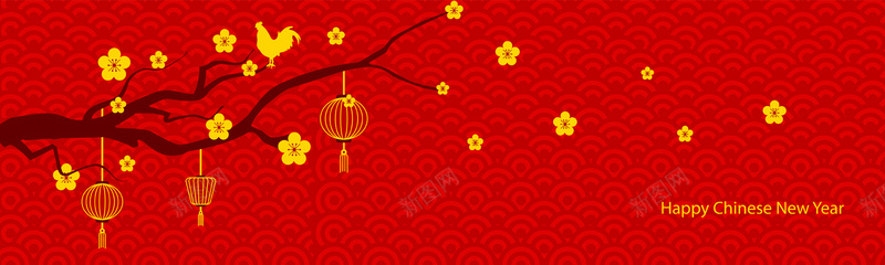 春节大气扁平中国风红色banner背景矢量图ai设计背景_88icon https://88icon.com banner 中国风 扁平 春节 红色 鸡年 矢量图