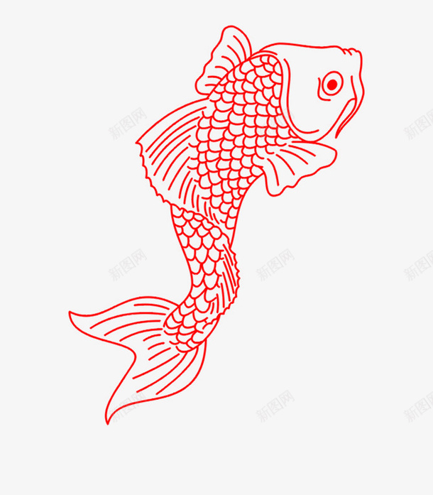 红色简笔海生小鱼png免抠素材_88icon https://88icon.com 手绘图 简笔 线条 美味的 肉类 鱼刺 鱼尾