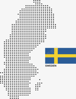 瑞典国家地图国旗矢量图素材
