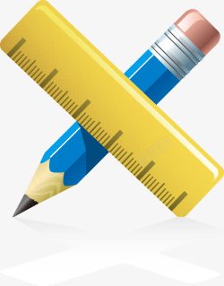蓝色铅笔黄色直尺图案素材