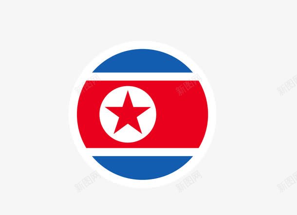 朝鲜国旗png免抠素材_88icon https://88icon.com 星星 红 蓝 饼形