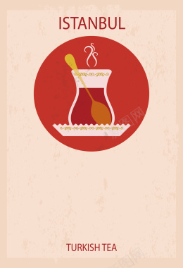 卡通土耳其红茶海报背景矢量图背景