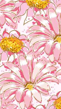 粉色花朵黄蕊手绘壁纸背景