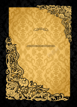 金色古典花纹欧式复古邀请函背景矢量图海报