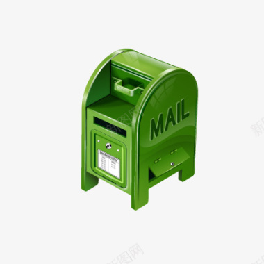 绿色质感信箱图标图标