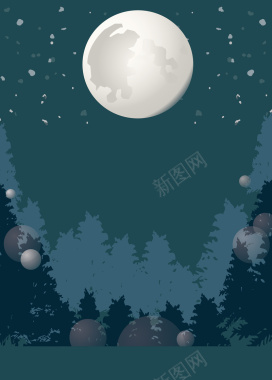 夜晚森林海报矢量图背景