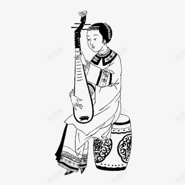 古代人物手绘图png免抠素材_88icon https://88icon.com 古代美女 工笔 线条人物 青墨