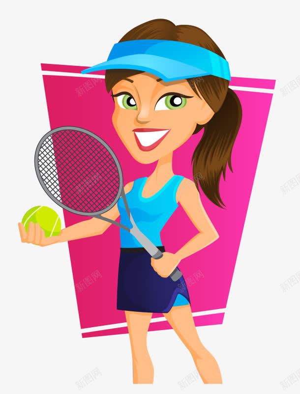 卡通手绘打网球戴帽子美女png免抠素材_88icon https://88icon.com 卡通的人物 戴帽子的美女 手绘的美女 打网球的美女
