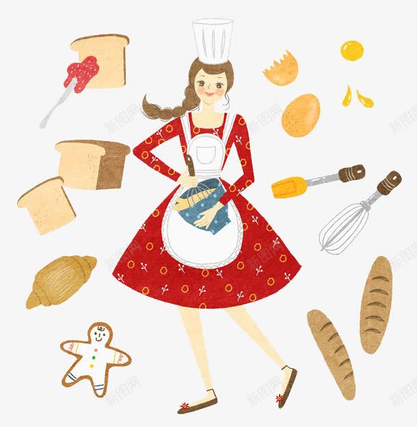 女孩做饭png免抠素材_88icon https://88icon.com 做饭 卡通 女孩 面包