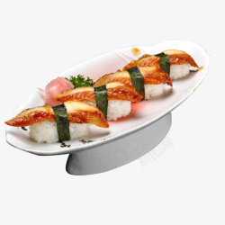 白色盘子鳗鱼寿司餐饮食品素材