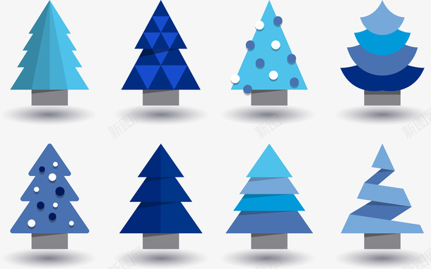 创意蓝色圣诞树矢量图ai免抠素材_88icon https://88icon.com 创意 圣诞 树木 波点 矢量图
