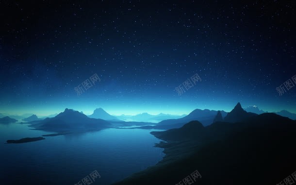 蓝色星空梦幻海面jpg设计背景_88icon https://88icon.com 星空 梦幻 海面 蓝色