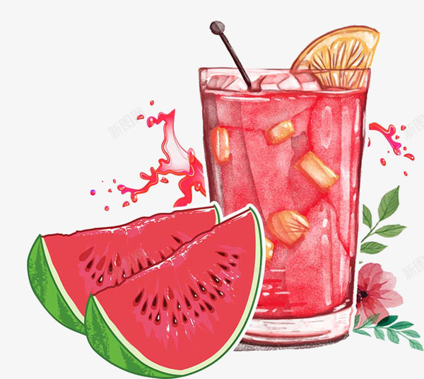 夏天西瓜汁冷饮png免抠素材_88icon https://88icon.com 冷饮 夏天 果汁 西瓜 西瓜破