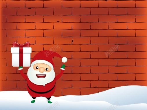 矢量卡通砖墙圣诞老人背景背景
