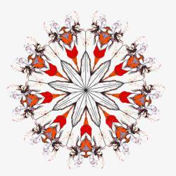 中国民族风格圆形簇花装饰花纹图案高清图片