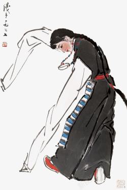 藏族舞跳舞的藏族姑娘高清图片