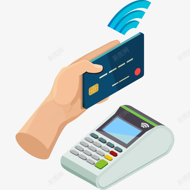刷卡机简图png免抠素材_88icon https://88icon.com 刷卡机 卡通 手 手绘 白色 红色 蓝色 银行卡