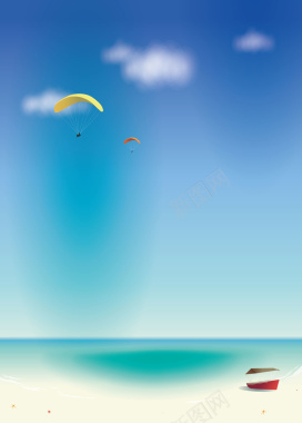 矢量蓝天大海沙滩背景背景