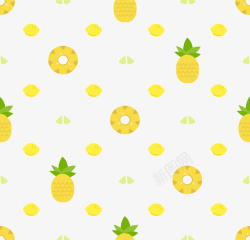 黄色卡通菠萝花纹矢量图素材