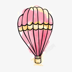 水彩绘粉色氢气球素材