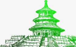 手绘创意北京著名建筑素材