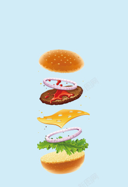 芝士汉堡清新美味汉堡剖析分层海报背景矢量图高清图片