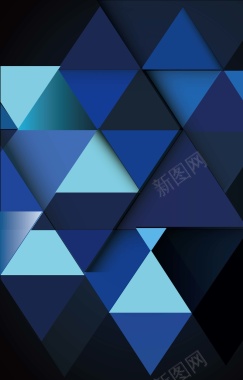 蓝色对称三角形背景矢量图背景