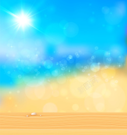 矢量手绘蓝天沙滩大海背景背景