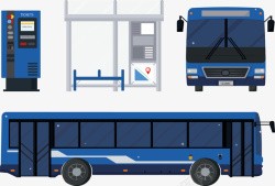 城市交通蓝色公交车矢量图素材