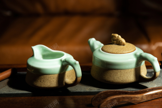 喝茶与茶壶的艺术背景