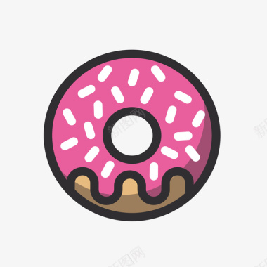 甜甜圈卡通粉色巧克力甜甜圈标免矢量图图标图标