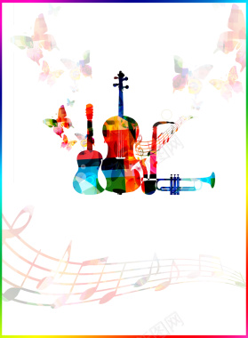 梦幻水彩大提琴乐器音乐海报背景矢量图背景