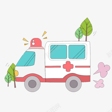 卡通救护车医疗图标图标