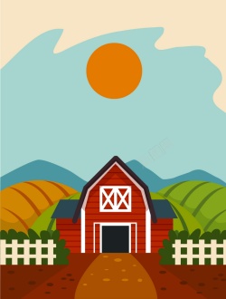 创意农场农场庄园风景背景矢量图高清图片