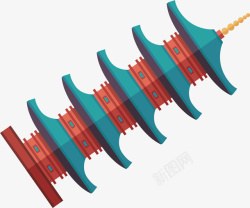 倾斜的彩色小塔矢量图素材